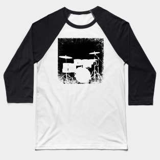 Drumset Silhouette - grunge Baseball T-Shirt